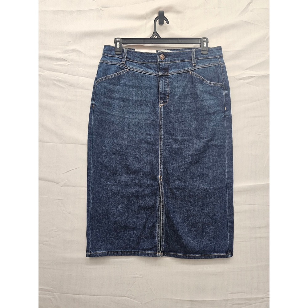 Hunter McGrady Womens Denim Midi Skirt‎ Blue Cotton Blend Casual Size 12